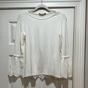 Generation Love White Long Sleeve Top with Lace Bell Sleeves
